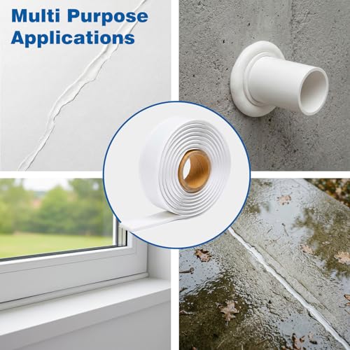 U0U Moldable Silicone Putty,Waterproof Multi Purpose Butyl Seal Putty Tape 66 x 0.6 Inches,Plumbers Duct Seal Putty for Sink Drain Gap Wall Repair (1, White) - size: 0.6 x 66inch/1pcs
