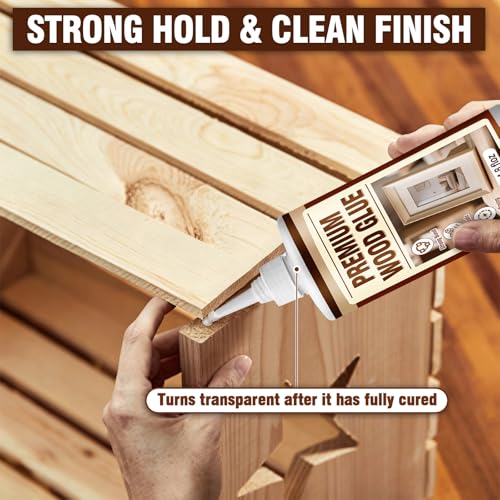Wood Glue, Strongest Heavy-Duty Wood Glue for Furniture, Waterproof Clear PVA Crazy Glue for DIY, Crafts, Furniture, Baseboard, Cabinets, Door(150g)