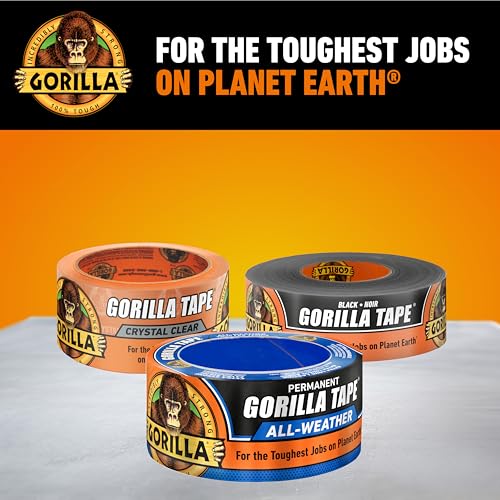 Gorilla All Weather Duct Tape, Black, 1.88" x 25 yd (Pack of 25) - UV and Temperature Resistant Waterproof Tape for Outdoor Repairs - size: 25 - Pack