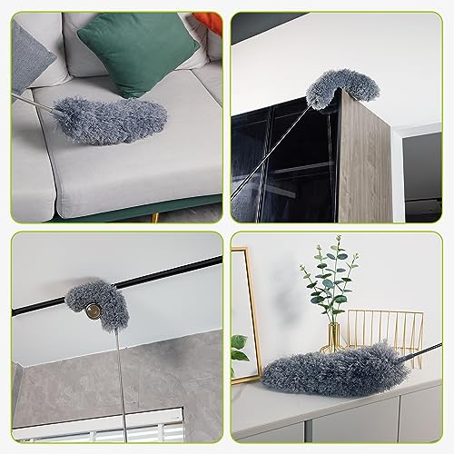 IVYROLL Duster with Extension Pole for Cleaning (2 Microfiber Heads Kit), 100" Long Feather Duster for High Ceilings with Washable Head, Cleaning Supplies for Housekeeping, Ceiling Fan, Furniture - color: Set B: Ceiling Duster & Replacement