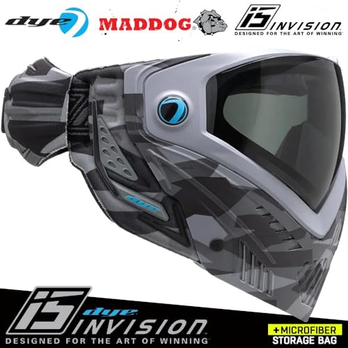 Maddog Dye i5 Thermal Anti-Fog Paintball Airsoft Mask Goggle System Combo with Microfiber Bag | Safety Certified Protection - color: Cb Urban Camo