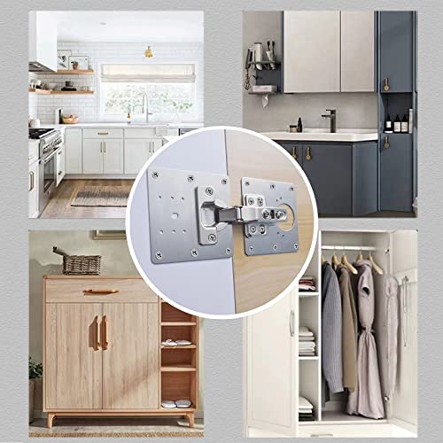 12 Pcs Hinge Repair Plate, Stainless Steel Cabinet Hinge Repair Plate Kit Hinge Repair Brackets with Screws and Mounting Tools for Protecting Wooden Kitchen Cabinet Doors Window
