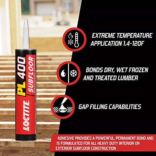 Loctite PL 400 Subfloor Heavy Duty Adhesive, 10 fl oz, Cartridge - size: Single/10 Ounce