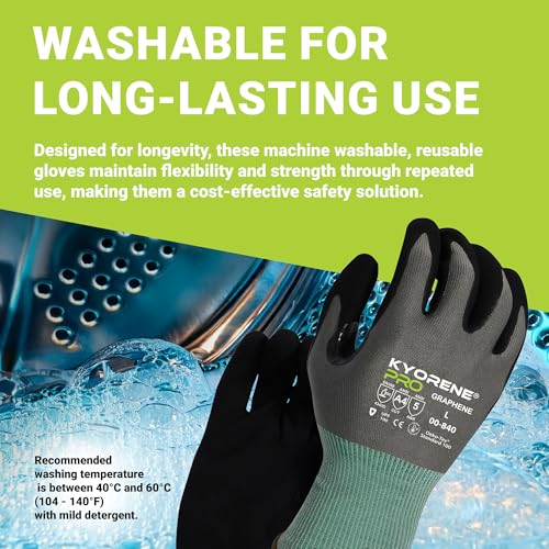 Armor Guys Kyorene Pro 00-840 A4 Cut Resistant Work Gloves - Graphene, Nitrile Grip, Durable, Breathable for Industrial Use - L, 12 Pairs
