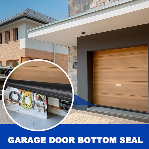 DGSL Garage Door Seals Bottom Rubber Weather Stripping Kit Seal Strip Replacement, Universal Weatherproof Threshold Buffering Sealing Rubber 5/16 inch T Ends (10 Ft, Black) - color: Black, size: 10 Ft