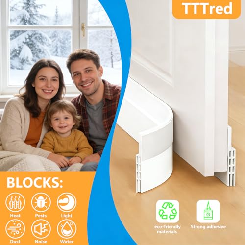 2 Pack Door Draft Stopper (2" W x 39" L), Multi-Use Under Door Sweep & Window Draft Blocker, Weather Stripping for Garage/Interior/Exterior Doors, Dust/Noise, Reusable & Trimmable(White)