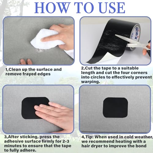 RV Awning Repair Tape - 3" x 33FT Heavy Duty Waterproof, UV Proof Tear Repair Patch Kit for Tent, Canvas, Boat Covers, Sail
