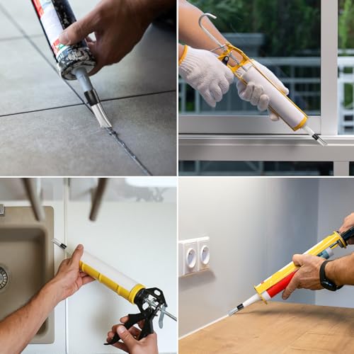 HARFINGTON 14pcs Caulking Nozzle Applicator 5-35mm Caulking Finisher Kit Stainless Steel Sealant Finishing Tool Kit Reusable Caulk Nozzle for Kitchen Bathroom Windows - size: 5-35mm