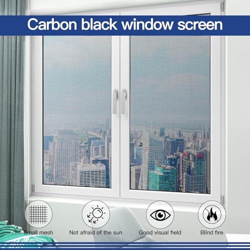 Window Screen Door Repair Kit Include Window Screens Mesh 48"x114" with All Tools in Window Screen Replacement(Screen Rollers, Splines, Hook), Yolovit - size: 48"x114"