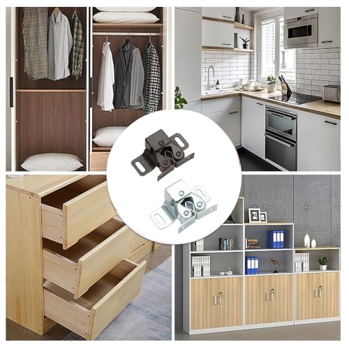 6 Pack Cabinet Latch - Double Roller Catch Hardware for Cupboard Closet Kitchen Cabinet Door Latches and RV Cabinet,Bronze - color: Bronze