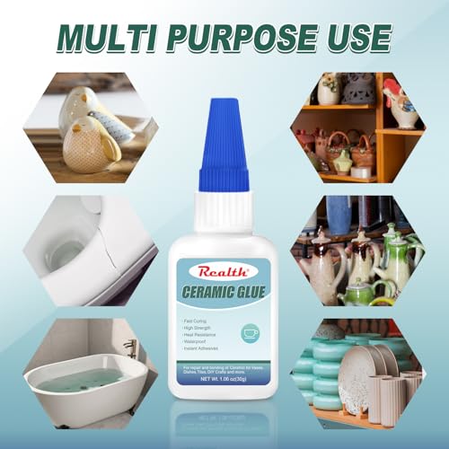 Ceramic Glue Clear 30g, Food Safe Glue for Ceramic Repair, Waterproof for Bonding Porcelain, Pottery & China, Dishes, Tiles, DIY Crafts,with Anti-Clog Cap - size: 30g, style: Ceramic Glue