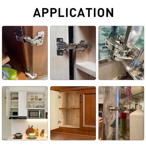 TamBee 1/2 Inch Overlay 175 Degree Cabinet Door Hinges 48mm Frameless Soft Close Lazy Susan Hinges for Corner Kitchen Adjustable,2 Pcs/1 Pair (Half Overlay) - style: 175° Half Overlay