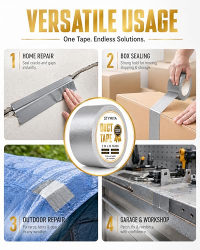 Silver Duct Tape Heavy Duty: Wide Waterproof Outdoor Duck Furniture Repair Tape Bulk - Strong Adhesive Weather UV Resistant No-Residue Masking Tapes Patterns Variety Pack (Silver, 3 * 2IN*20Yards) - color: Silver, size: 3*2in*20yards