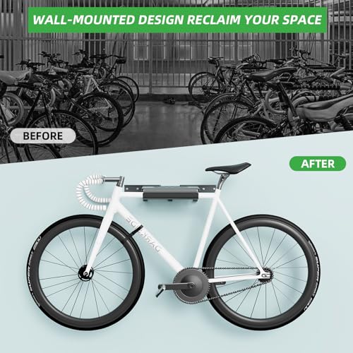 Bike Wall Mount Rack Indoor Bike Storage Garage Bike Rack Wall Mount with Shelf and Hooks Store Your Helmet and Shoes for a Single Road, Mountain or Other Bicycle (Fit Crank Bicycle,16" Stud) - size: Small Size ,16" Stud