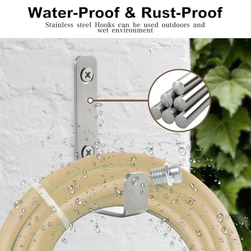 Stainless Steel Hooks for Hanging, Heavy Duty Hooks, Coat Hook, Wall Hooks Wall Mounted Hook Towel Hook Garage Holder Screw Hanger, 6 Pack (Silver) - color: Silver