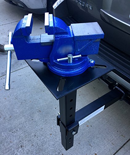 MaxxHaul Hitch Mount Vise Plate Holder Heavy‑Duty 2 Inch Receiver Workbench Mount Portable Vise and Tool Platform for Trucks SUVs and RVs Alloy Steel Construction (80356)