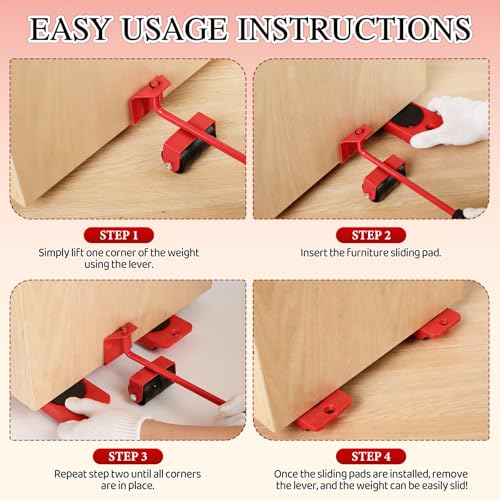Furniture Lift Mover Tool Set - Heavy Furniture Movers with Wheels, Heavy Item Movers Sliders Furniture Lifter Tool for Furniture, Coffee Tables, Refrigerators, Washing Machines
