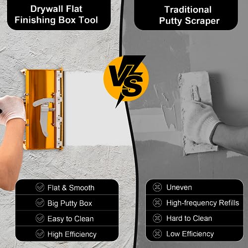 Professional Drywall Flat Finishing Box,9.8Inch Automatic Drywall Taping and Finishing Tool Set, Mud Compound Taping Tool, Quick Clean, knife Machine Suitable For Mud Skimming