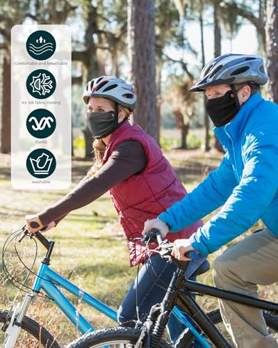Summer UV Face Mask Breathable Washable Sun Protection Face Shield for Cycling Running Riding Hiking - color: Black 4pcs