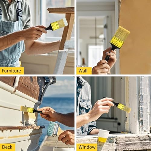 Paint Brush Set, 20 Pack Paint Brushes, 5 Sizes (1" 1.5" 2" 3" Flat & 1.5" Angled), Bulk Paint Brushes for Walls, Home Furniture, Fences, and Interior & Exterior Home Improvement
