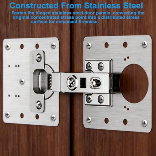 Zorfeter 6 Pcs 3.54 x 3.54 Inch Cabinet Hinge Repair Plate, Large Metal Hinge Repair Board Stainless Steel Cabinet Hinges, Fixing Brackets for Kitchen Cupboard Door Locker Cabinet Door - size: Large