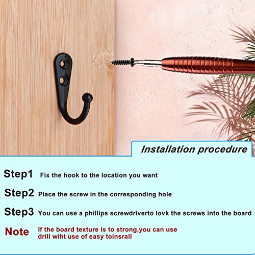 ZAYBOD 25 Pcs Black Wall Mounted Coat Hooks, Hanger Hook with 50 Pieces Screws for Hanging Hat, Towel, Key, Robe, Coats, Scarf, Bag, Cap, Coffee Cup, Mugs - color: 25PCS + Single Hook