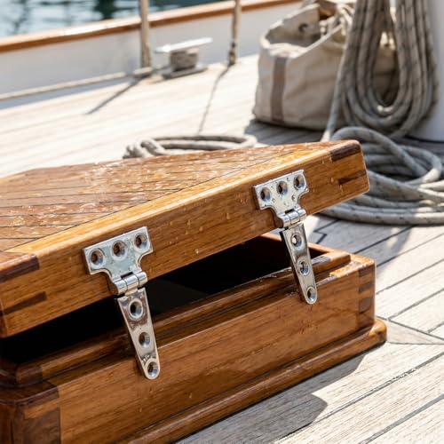 QWORK 316 Stainless Steel T Hinge, 2 Pack Marine Grade 4'' x 2" Boat Hatch Hinges, Heavy Duty Cabinet Hardware Door Hinge for Marine and Exterior Applications