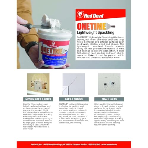Red Devil 0548 Onetime Spackling Compound, 1 Pint