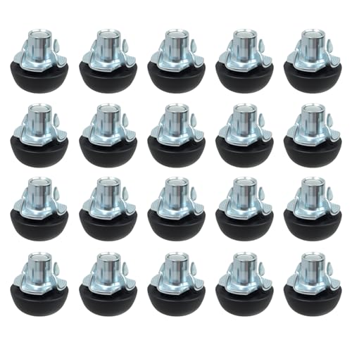 Furniture Leg Levelers - 20 Pack Adjustable Floor Glides for Wobbly Chairs, Tables & Cabinets | M8 Thread Leveling Feet with T-Nuts | Protects Floors, Easy Height Adjustment