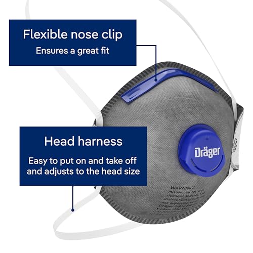 Dräger X-plore 1350 Odor Particulate Respirator with Exhalation Valve, 10 Pack, Size M/L, NIOSH-Certified - size: 1 Count (Pack of 10)