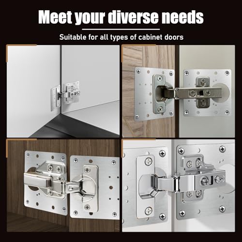 20 PCS Upgraded Cabinet Hinge Repair Plate Kit, Stainless Steel Hinge Repair Brackets Kit, Metal Hinges Repairs Fixing Plates with Screw for Kitchen Cupboard Door Locker Cabinet Door