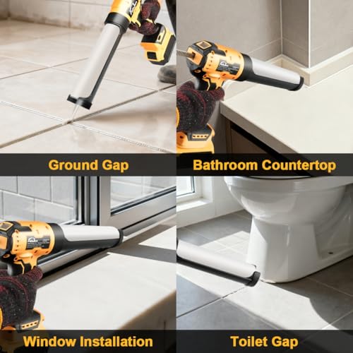 Cordless Caulking Gun Compatible With Dewalt 20V Battery 6 Adjustable Speeds Electric Caulking Gun Brushless Motor No-Drip Caulking Gun with LED Light for Filling, Sealing (No Battery)
