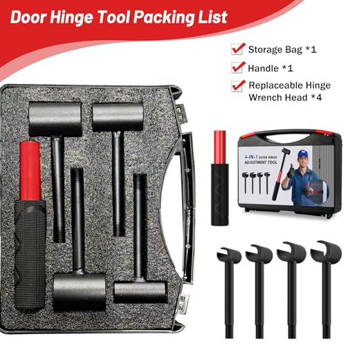 4 in 1 Door Hinge Adjustment Tool Upgraded,Hinge Gap Adjusting Wrench,Door Repair Kit for Residential and Commercial,Hinge Wrench Bender Set with Rubber Grip,Cabinet Alignment Fits 14mm-25mm Hinges - style: Upgraded 4-in-1