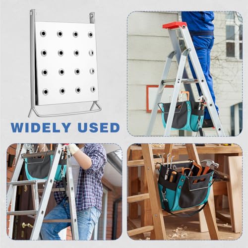 2 Pcs Ladder Tool Tray and Tool Bag Set for A-Frame Ladders (10–11.8”), Heavy Duty Platform for Painting, Repair & DIY