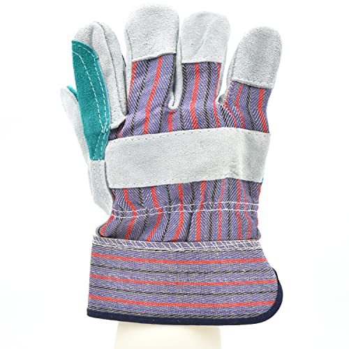 G & F Products G & F 5215L-5 Premium Suede Double Palm & Index Finger Work Gloves with 2 & 1/2 Rubberized Safety Cuff, 5 Pair Pack, Large, Grey - size: Large (Pack of 5), style: Double Palm