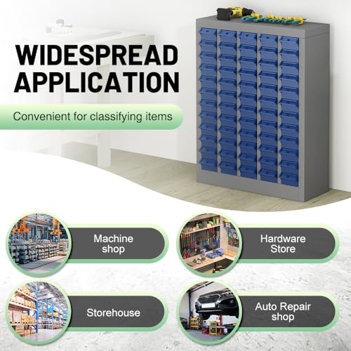 Yeeoy 60 Drawers Parts Cabinet, Bolt and Nut Tool Storage Cabinet, Steel Parts Organization Shelves with ABS Material Drawer & Labels for Tool Hardware Storage, Grey - size: 60 Drawers