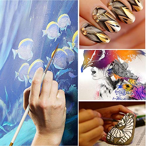 15 Pcs Detail Fine Paint Brushes Micro Mini Tiny Artist Paintbrush Set | Ultra Fine Point Tip | for Miniature Acrylic Script Liner Oil Watercolor Nail Art Painting