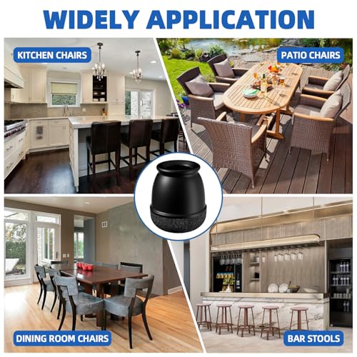 20 Pcs Black Extra Small Skinny Chair Leg Floor Protectors for Hardwood Floors, Upgraded Rubber Chair Leg Caps with Felt, Round Furniture Leg Feet Covers, No Scratches Reduce Noise (Fit 0.4"-0.5") - size: XXSmall (Fit 0.4"-0.5")