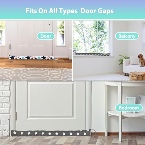 Weighted Door Draft Stopper, 2 Pack 36 Inch Under Door Blocker, Bottom of Door Window Air Noise Light Gap Filler, Saving Energy Cartoon Print Canvas Cotton 2.2Lb - size: 36 inch
