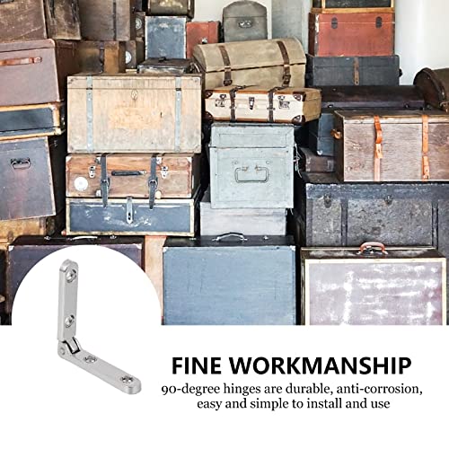 10 Pcs 90 Degree Hinges Wooden Box Gift Wine Jewellery Box Chest Case Hinge Cabinet Hardware with Screws (Silver) - color: Silver
