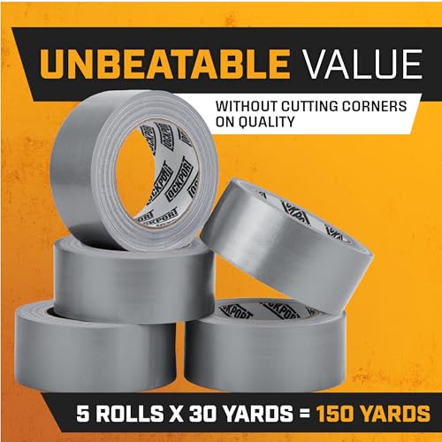 Lockport 5 Pack Duct Tape Heavy Duty Waterproof, Strong Adhesive Silver Duct Tape Bulk for Indoor Outdoor Repairs, Tear by Hand - 30 Yards x 2 Inch - size: 5-Pack (30 Yards x 2 Inch)