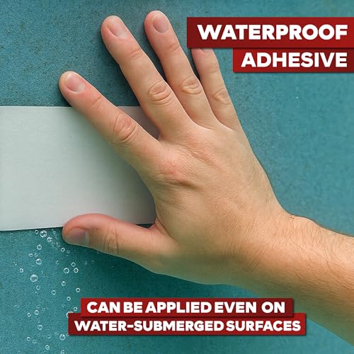 XFasten Waterproof Patch Seal Repair and Leak Shield Tape, White, 6-Inch x 5-Foot, Weatherproof Water Barrier Tape for Chimney, Roof, Boat, and HVAC Hose Repair - color: White