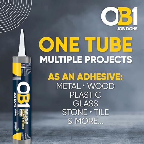 OB1 Universal Caulk Sealant & Adhesive White 10.1oz | Professional Grade Premium All-in-One Advanced Hybrid 3-in1 | Water Resistant Internal & External | Shrink Crack UV & Fade Resistant | 1 Cartridge - color: White, size: 10.1oz