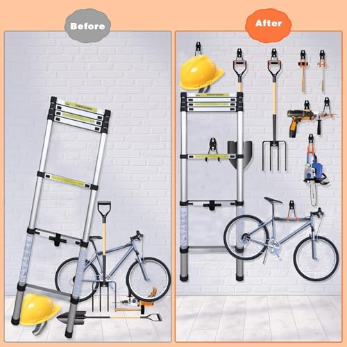 Steel Garage Storage Hooks - 32 Pack Anti-Slip Coating, Heavy Duty Wall Mount Wall Hooks for Hanging Bike, Ladder, Garden Tools, Power Tools, Bulk Items Ropes, Utility Garage Organization Housolution - size: 32pcs - Orange