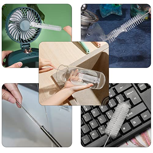 CiaraQ Bottle Cleaning Brushes, 9.8 Inch Nylon Tube Brush Set, Cleaner for Narrow Neck Bottles Cups with Hook, Set of 10pcs - color: White, size: 9.8 Inch (10pcs)