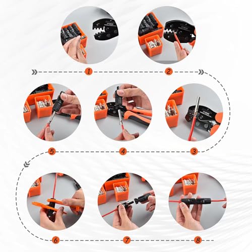 Solar Panel Connector Crimping Tool Kit with 1 Crimper, 15 Pairs Connectors and 1 Spanner Wrench - Essential Tools for Solar Installation Assembly
