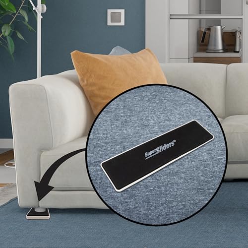 Super Sliders 2-1/2" x 9" XL Rectangle Reusable Furniture Sliders for Carpet, Anti-Slip Protective Furniture Moving Pads for Beds, Sofas, Dressers, Set of 4, Beige - style: For Carpet
