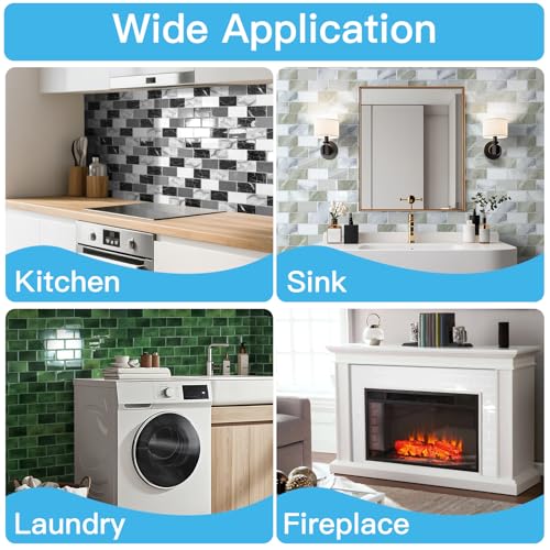 Art3d Peel and Stick Green Wall Tiles – 12"x12" Thicker Design Backsplash, Self-Adhesive Tile for Kitchen & Bathroom Renovation - color: Green