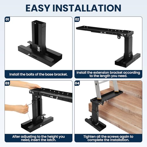 Ladder Extender Pro, Heavy-Duty Ladder Leveler, 20"-29.9" Adjustable Length Range Ladder Stabilizer, 10.4"-17.5" Adjustable Height Range Foldable Ladder-Aide for Single and Extension Ladders