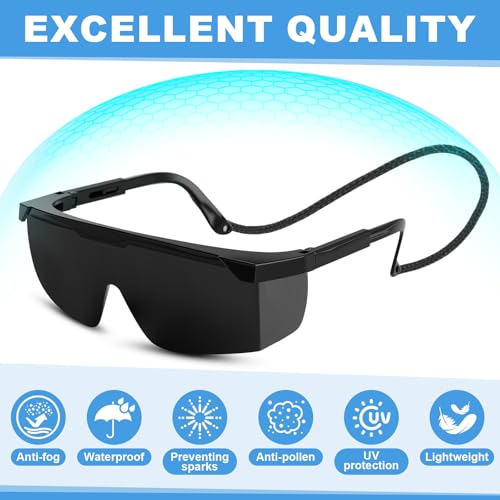 Treela 50 Pcs Safety Goggles Bulk Anti-Fog Glasses with Adjustable Temples and Wraparound Lenses Scratch Resistant Safety - color: Black